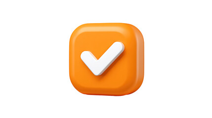 check mark button 3d icon in cartoon plastic style minimal isolated on transparent white background