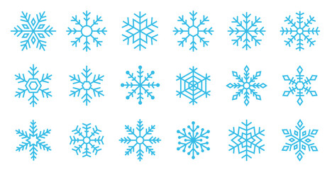 シンプルでかわいい雪の結晶セット　冬・氷アイコン