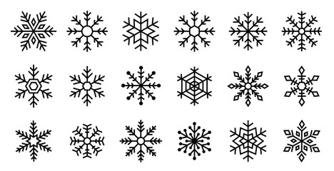 シンプルでかわいい雪の結晶セット　冬・氷アイコン