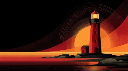 Illustration of sea lighthouse