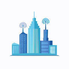 Obraz premium Smart City Connectivity - Buildings with Wireless Communication.