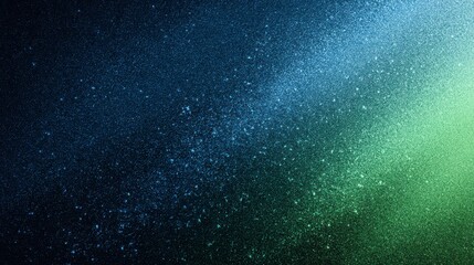 Gradient of blue and green glitter with sparkling particles.