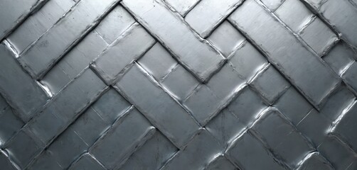 Grey metal panel with diagonal lines. The woven texture forms a geometric pattern. This abstract background suggests a futuristic or industrial theme.