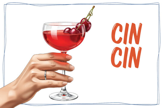 Cocktail toast with cin cin celebration