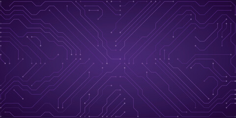Vibrant Purple Circuit Board Design with Intricate Lines and Digital Network Connections for Technology Concepts