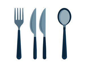 2D flat vector illustration of a Cutlery Set in icon style, isolated on white background