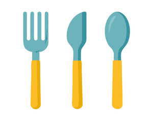 2D flat vector illustration of a Cutlery Set in icon style, isolated on white background