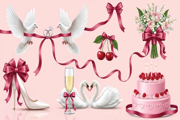Elegant romantic celebration design elements