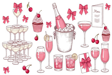 Elegant rose pink event accoutrements design