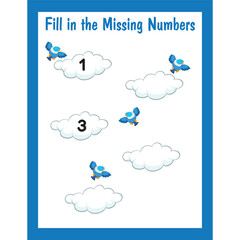 Fill in the missing numbers activity worksheet for kids page 06