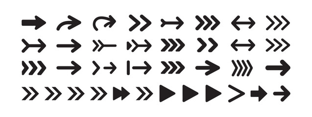 Collection different Arrows on flat style for web design or interface. Vector Illustration eps 10