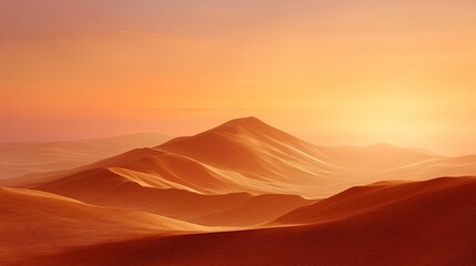 Fototapeta premium Serene Desert Landscape at Dusk with Soft Sand Dunes and Warm Sky Glow