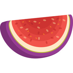 A Brightly Colored Slice of Fig With A Transparent Background Isolated On White Studio Backdrop