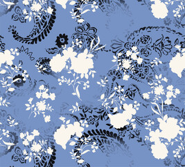 paisley vector seamless pattern in vintage background. ethnic pattern. digital floral motif background. abstract seamless ethnic pattern of paisley. flower vector background.