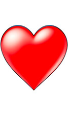 Glossy Red Heart Shape, cut out transparent