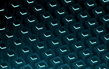 Modern Technology Background Featuring Repeating Cube Shapes with Light Blue Glow