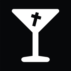 Halloween cocktail glass with cross vector illustration