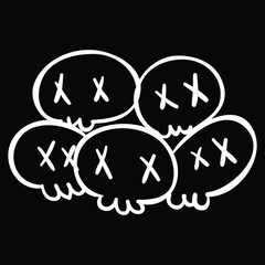 Pile of cartoon skulls Halloween vector illustration