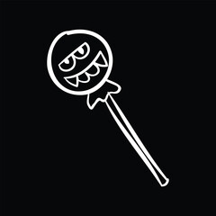 Monster lollipop Halloween doodle vector icon