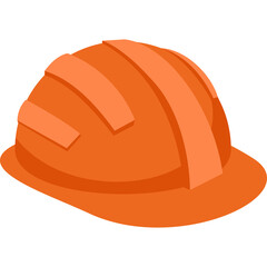 Bright Orange Hard Hat Safety Headgear Construction Worker Protective Equipment Isolated On White Background