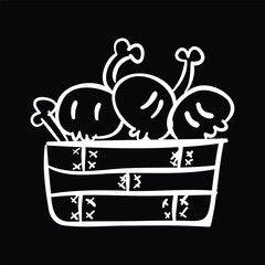 Skulls in a wooden crate Halloween vector icon