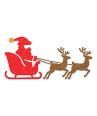 Santa Claus Sleigh with Reindeer Christmas Grunge Illustration.