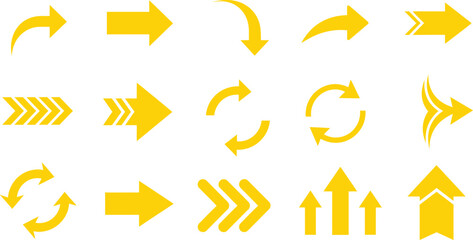 yellow arrow icons vector, navigation and progress illustration for innovation and modern user interface design projects