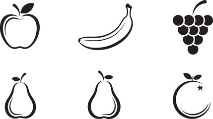 set of fruits icon vector art