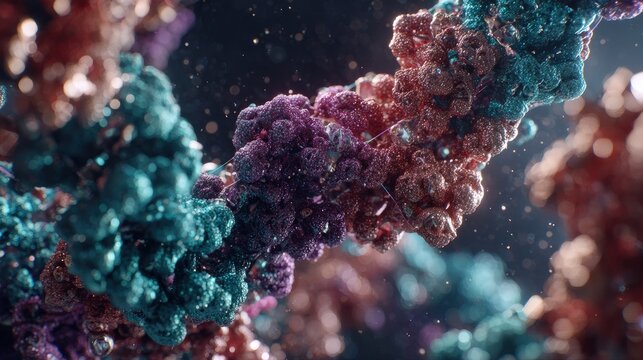 Abstract 3D DNA Model With Sparkling Particles