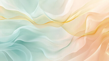 Obraz premium Dreamy abstract waves in soft pastel colors of blue, peach, and yellow