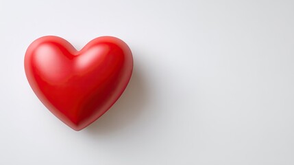 Fototapeta premium Red Heart Shape on White Background Symbolizing Love, Affection, and Romance in Minimalistic Style with Soft Shadows