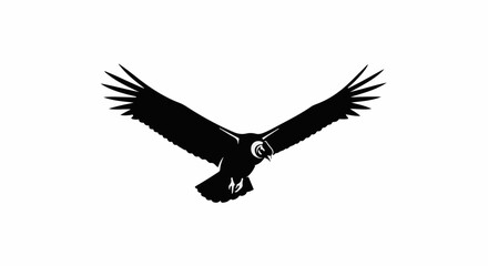 Obraz premium Majestic bird of prey soars with wings outstretched against a clean white background.