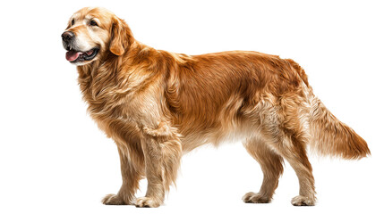 Golden Retriever Dog Standing Proudly Isolated on White Background, cut out transparent