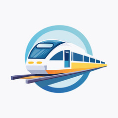 Fototapeta premium Modern High-Speed Train Illustration on Tracks.