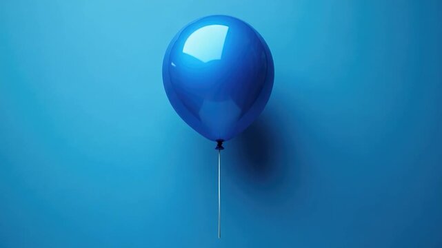 A blue balloon tied to a string, ready for flight or decoration
