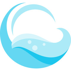 Abstract Blue Swirl with Bubbles on Transparent Background Representing Flow or Movement