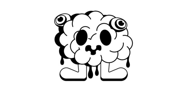 Creepy brain emoticon concept Animation MP4 File