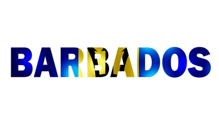 Barbados Text With Flag Isolated On Transparent PNG Background	