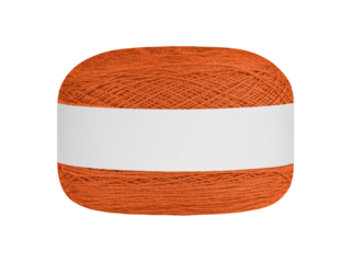 A deep Brown ball of yarn isolated on a white background, with a smooth texture and a blank white paper band in the middle. Perfect for knitting, crocheting, or DIY crafts, this versatile skein evokes