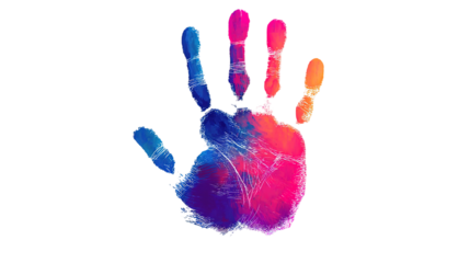 Colorful hand print isolated on transparent background Remove png