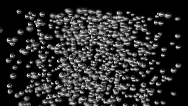 Solid Spinning Metal Chrome Ring Separating into Hundreds of Different Particles Continuing to Spin and Accelerate in the Expansion. Abstract Quantum Concept.
