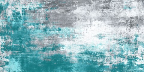 Fototapeta premium Textured abstract background with teal and gray distressed paint strokes.