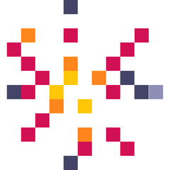 Abstract Colorful Pixelated Burst on Transparent Background with Vibrant Geometric Shapes and Energetic Design