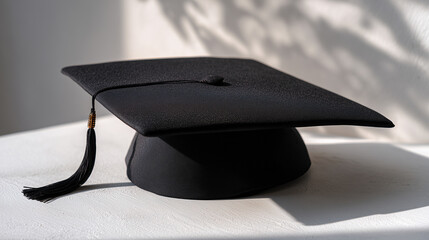 an academic cap placed on a clean, white background