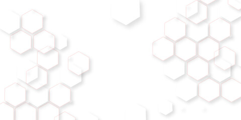 Abstract white background with hexagons . white Hexagonal Background Luxury White Pattern seamless bright white abstract honeycomb background 3D Futuristic abstract geometric mesh cell texture.