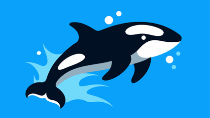 Illustration of an orca whale jumping out of water