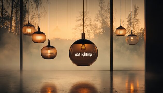 a realistic photograph of gaslighting banner saying "gaslighting"