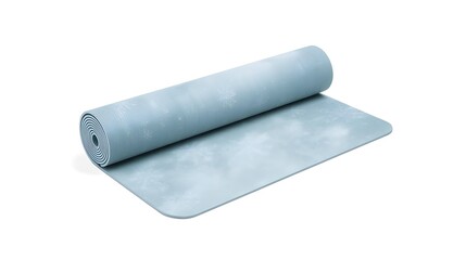 Obraz premium Snowy yoga mat flat lay isolated on white background 