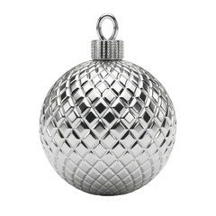 Obraz premium Glittering Orb: A single, silver bauble, designed with textured surface. The perfect centerpiece for seasonal celebration.