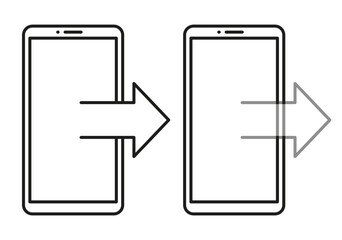 Phone data transfer. Mobile sync process. Device connection Vector. Information exchange icon.